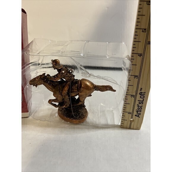 1998 Hallmark Pony Express Rider Ornament Bronze Tones  w/ Box - Picture 4 of 6